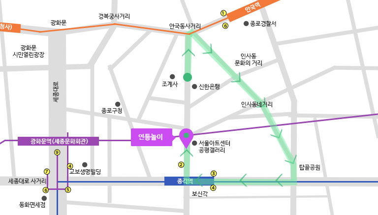 [ 조계사 앞 공평무대 ] 약도